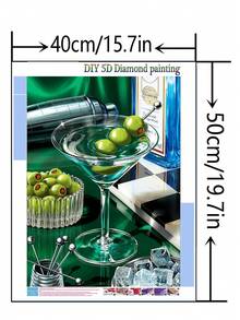 1 pieza DIY Pintura de Diamantes Pegatina Bordado Copa de Vino Champán Paisaje Marino Decoración del Hogar Perforación Completa 30*40cm/40x50cm - Conjuntos - Ver 10