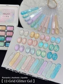 XEIJAYI 12 Colors Glossy Pattern Gel Nail Polish, High Saturation Semi-Solid Nail Gel, Professional Nail Salon Use - Multicolor - View 3