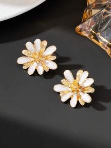 1 Pair Fresh Sweet Handmade Oil Drip Flower Summer Beach Vacation Commute Elegant High-End Women's Stud Earrings - Multicolor - View 2