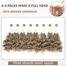 8-12inch Short Curly Crochet Hair For Women, Pre Twisted Pre Looped Synthetic Braiding Hair Extensions - Multicolor - View 5
