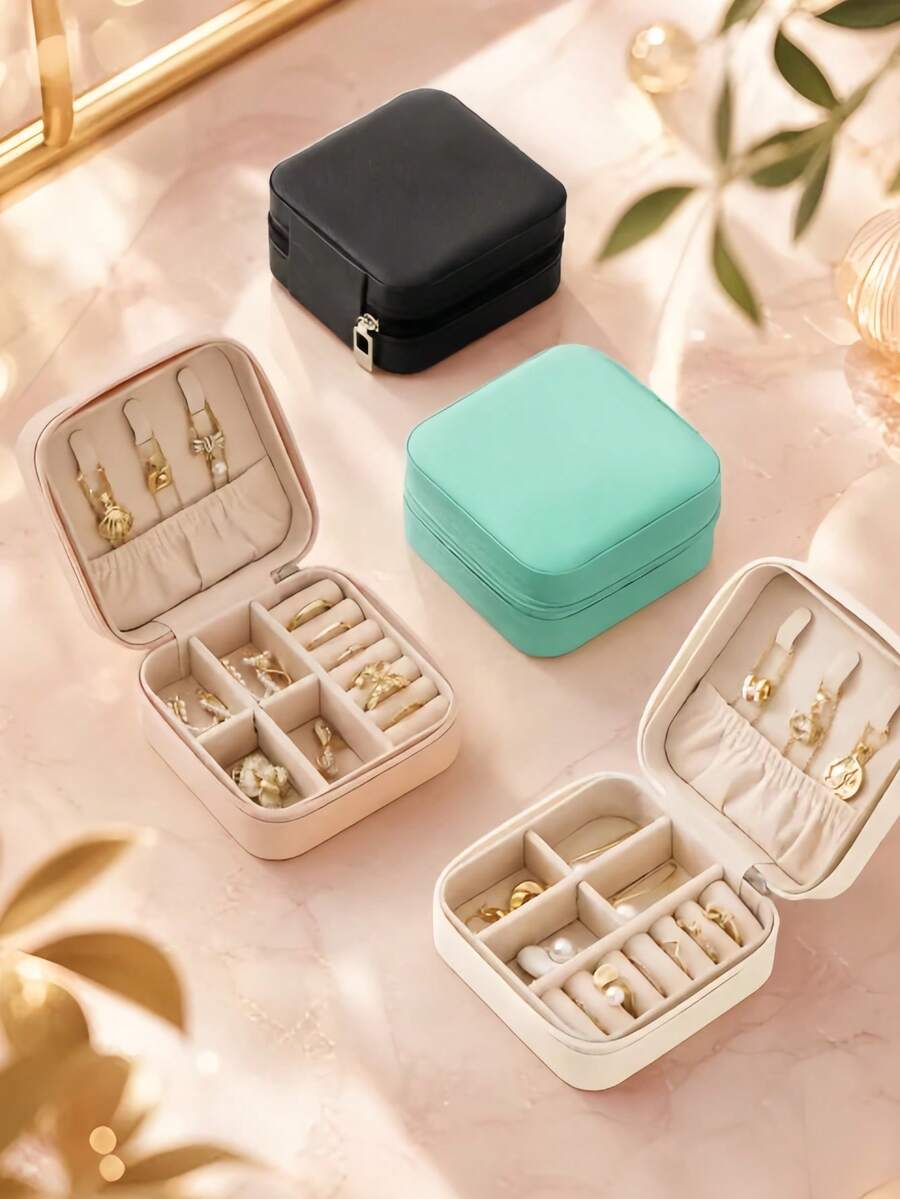 1個, 便攜式珠寶收納盒, 5格, 旅行珠寶整理盒, 耳環、戒指、項鍊、手鍊迷你珠寶盒 - 彩色 - 查看 1