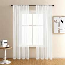2pcs/Set - Translucent Sheer Curtains, Lightweight And Soft, Excellent Drape, Rod Pocket Design, Easy Installation, Suitable For Living Room, Bedroom, Conference Room - White - View 19
