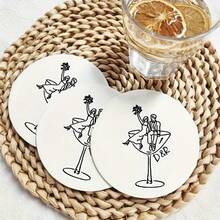 50pcs Personalized Wedding Paper Coasters, Customizable Name/Date/Text, Suitable For Wedding, Engagement Decoration, Exclusive Tabletop Protection Pads, Used For Table Setting Beverage Cup Holders, Anniversary, Wedding Favors, Monogram - White - View 6