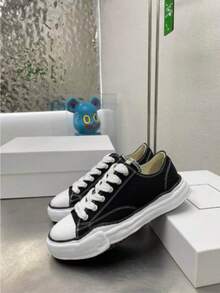 MMY Designer Collaboration Sneakers, Classic Black & White Dissolving Sole Low-Top Shoes, Aesthetic Non-Slip Durable Unisex Campus Couple Essential, Spring 2026 - Black - View 6