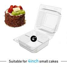 5 piezas de recipientes de plástico transparente cuadrados con bisagra para alimentos, recipientes para porciones de pastel, bandejas para llevar con tapa abatible - Transparente - Ver 4
