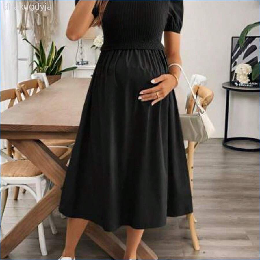HENG
Vestido premamá ajustado con mangas abullonadas, vestido elegante - Negro011 - Ver 1