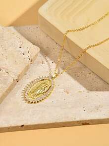 1pc Gold Pendant Necklace Suitable For Daily Wear - Gold - View 2