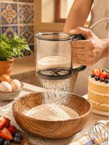 1/2 piezas Tamizador de harina semiautomático de mano, colador de harina para pasteles de presión manual, colador de harina de mano, herramienta de repostería - Multicolor - Ver 9