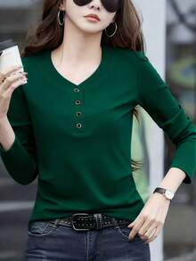 Elegant And Modern Top For Women - 深綠色 - 查看 2