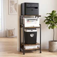 4-Tier Rolling Printer Stand With Storage, Large Movable Printer Cart On Wheels, Multifunctional Trolley For Fax Scanner Files Media Player, Practical Furniture For Home Office Kitchen - Brown - View 1
