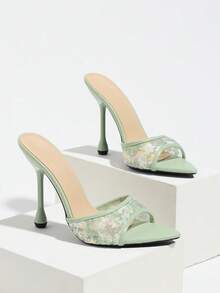 Women's High Heel Sandals, Fashion Party Outdoor Banquet Gathering Glamorous Vacation High Heels, Green, Shoes - Green - View 8