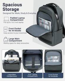 Large Laptop Backpack For Men Women 15.6 Inch Laptop Bag Padded Computer Rucksack With USB Charging Port Multiple Pockets For Work School Travel Use - Grey - View 7