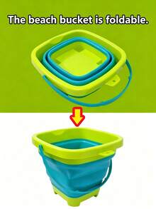 Children's Foldable Beach Bucket Set - Includes Foldable Bucket, Sand Molds, Rake, Shovel, Suitable For Outdoor Beach, Pool Water Play, Parent-Child Interaction, Beach Supplies, Beach Toys, Children's Beach Camping, Outdoor Play Summer Essential, Accessory Colors Random - Multicolor - View 7
