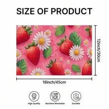1/2/4/6/8入 草莓印花餐墊 18"*12"(45*30cm) 2款格紋草莓與粉色雛菊花卉設計 100%聚酯纖維 防水防污耐熱 可機洗不褪色 桌墊 適用於居家餐廳B&B - 彩色 - 查看 11