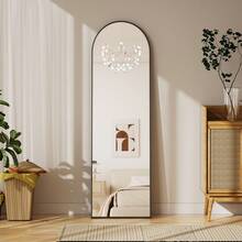 59"X16" High-Quality Arched Full Length Mirror, Aluminum Alloy Frame Ensures Stability, Standing Design For Bedroom, Black - vòm đen - Xem 2