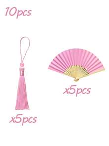 夏季手搖扇套組，白色/彩色紙扇搭配彩色流蘇吊飾，簡約手搖扇，DIY塗鴉紙扇 - 彩色 - 查看 19