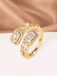 1 buah Cincin Terbuka Elegan Mewah Ringan untuk Wanita, Desain Niche, Cincin Jari Telunjuk Serbaguna Kelas Atas, Aksesori untuk Komuter - JZ22083 - View 1