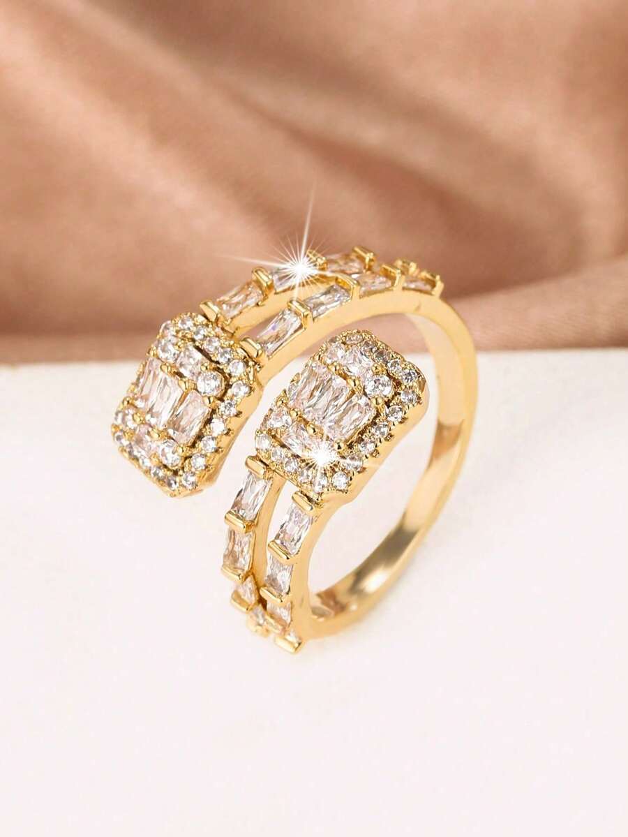 1 buah Cincin Terbuka Elegan Mewah Ringan untuk Wanita, Desain Niche, Cincin Jari Telunjuk Serbaguna Kelas Atas, Aksesori untuk Komuter - JZ22083 - View 1