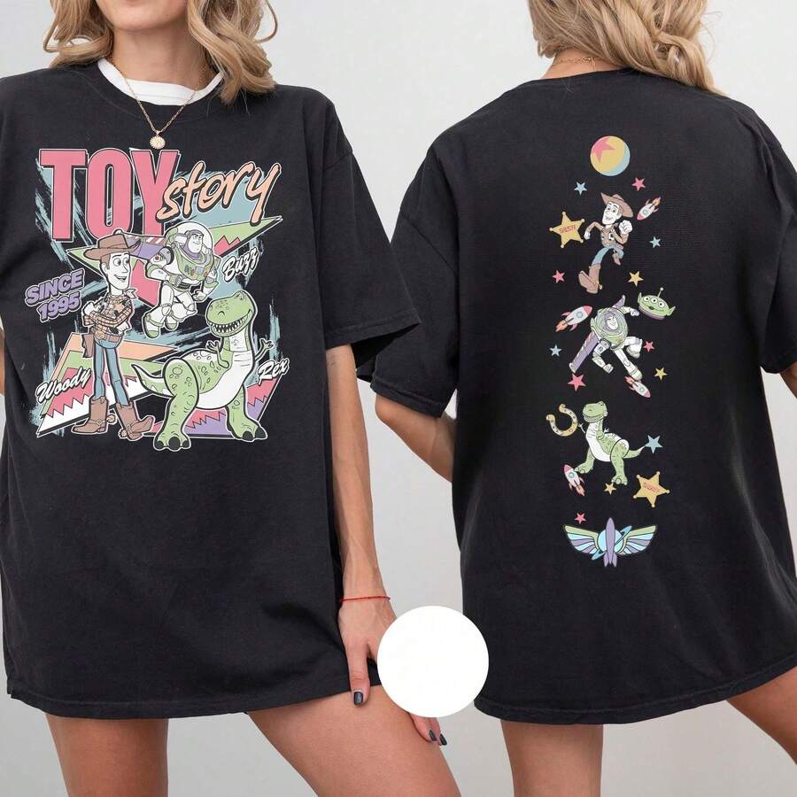 Disney "Toy Story" Space Ranger T-Shirt | T-Shirt Featuring Interstellar Adventure Designs On The Front And Back, Buzz Lightyear Top - Black - View 1