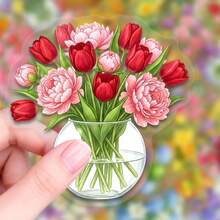 50Pcs New PET Transparent Flower Stickers Colorful Floral Decals Waterproof Decor For Fridge Bottle Daily Items - 50 PCS - View 4