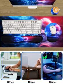 Game Mouse Pad Set, 4Pcs Large Table Pad+Wrist Mouse Pad+Keyboard Pad+Coaster, Non-Slip Rubber Base, Waterproof, Suitable For Office And Games - View 5