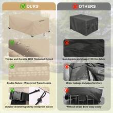 Outdoor Patio Furniture Cover, 88"X58"X27" Waterproof 420D Oxford Fabric Protector For Dining Table & Chairs, Rectangle Chaise Lounge, Sectional Sofa, Anti-UV All-Season Garden Furniture Cover With Bottom Drawstring For Shade & Rain - Apricot - View 5