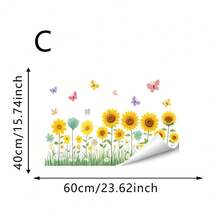 1/5入花朵窗貼 彩色野花蝴蝶靜電貼 可移除無膠 適用玻璃門 廚房 客廳 家用窗戶裝飾貼 - 彩色 - 查看 17