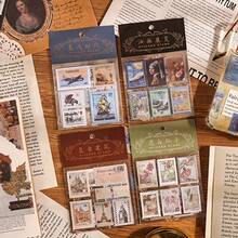 4pcs Vintage Postage Stamp Series Sticker Pack, Artistic Decorative Stickers For Scrapbooking, Planner, Journaling, DIY Arts And Crafts - 4 Sheets - View 3