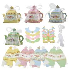 12-Piece Retro Teapot-Shaped Floral Gift Box Set (With Ribbon) - Requires Assembly; Paper Gift Packaging; Can Be Used As A Versatile Table Decoration - Multicolor - View 5