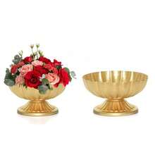 2/4pcs White & Gold Vases For Wedding Centerpieces, Vintage Gold Composite Vases | Elegant Table Decor For Parties And Home - Lotus Flower Vase - View 7