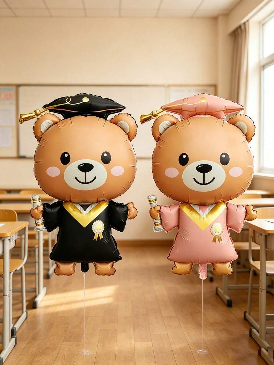 45入 INS 畢業熊 38英吋鋁箔氣球,畢業典禮主題派對氛圍裝飾,畢業季室內外展示鋁箔氣球 - 查看 1