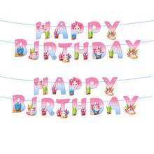 13 PIECES Birthday Party Decorations - Blue And Pink Cute Banners, Cartoon Reptile-Themed Decorations, Suitable For Boys, Girls And Teenagers' Birthday Party Decorations - View 2