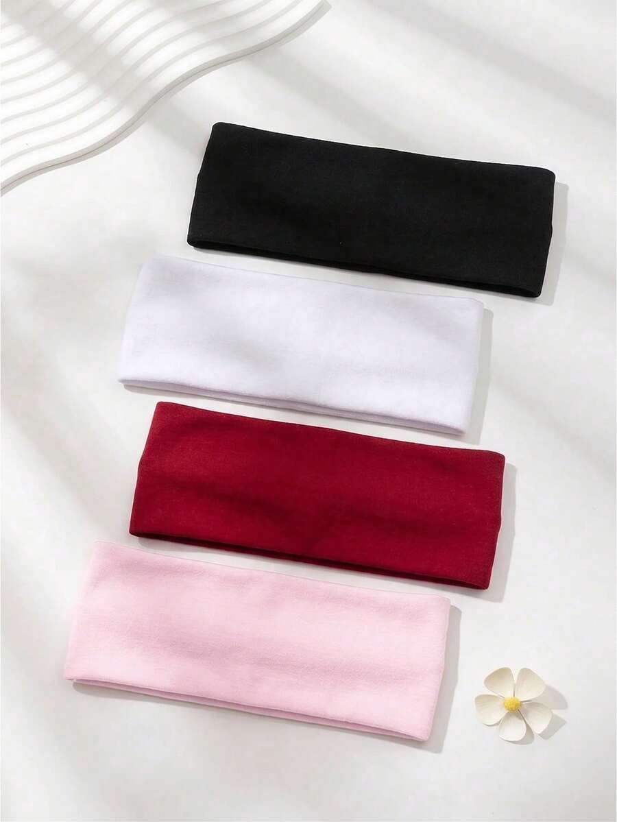 4/3/1pc Women's Pure Cotton Headband, Non-Slip Elastic Wide Hairband, Suitable For Yoga, Sports, Running, Makeup, Fitness, Hair Accessory, Hair Knot Bow - Multicolor - View 1