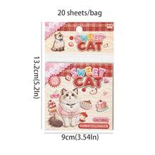 20 Hojas/Bolsa Libro de Pegatinas, Serie de Historias de Gatos Tejidos, Libro de Pegatinas PET con Tema de Gatos Bordados Realistas, Suministros para Scrapbook, Accesorios para Cuadernos, Utilizado para Decorar Tarjetas, Marcos de Fotos, Computadoras, Fundas de Teléfono, Botellas de Agua, Diarios de Recortes, Estuches de Lápices, Maletas, Pegatinas de Decoración de Escritorio - etiqueta engomada - Ver 4