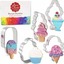 Cortadores de Galletas 5 - Piezas Conjunto de Cortadores de Helado y Postres con Librito de Recetas, Cono de Helado, Cono de Helado Suave, Paleta, Sundae de Helado - inicial - Ver 2