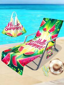 Funda portátil para silla reclinable de piscina y playa, viaje, toalla de piscina, bolsa de playa, toalla de microfibra, funda de silla reclinable de viaje, toalla para cama de bronceado, toalla de microfibra con bolsillo, funda de secado rápido - Multicolor - Ver 2