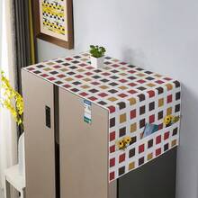 Funda antipolvo impermeable de PEVA para refrigerador con bolsillos de almacenamiento laterales, protector de parte superior de nevera, organizador de cocina - Ver 31