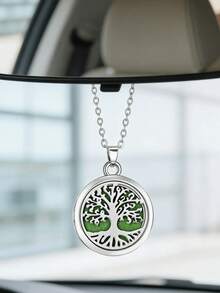Tree Of Life Aromatherapy Car Fragrance Pendant, Essential Oil Diffuser Car Rearview Mirror Hanging Ornament, Stainless Steel Openable Pendant With 10pcs Replacement Felt Pads, Home Decor Fragrance Diffuser Necklace - A - View 10