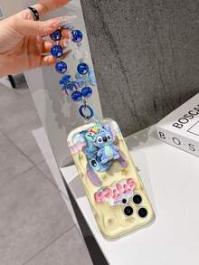 Disney Has Authorized, Phone Case - Chain Set, The Stitch Lilo & Stitch 3D Phone Case Plus A Silicone 3D Stitch Bracelet With Metallic Ring Removable Bracelet, Stitch And Angel Pattern, Compatible With Iphone17/16/15/14/13/12/11/XS/XR/X Plus Pro Max, A Stylish Cartoon Phone Case, The Perfect Gift Choice, Phone Protection, Durable Phone Cover, Great Gift For Friends And Family. - 白色 - 查看 5