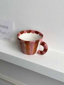 1pc Hand-Painted Striped Espresso Cup, Ceramic Teacup With Rose Pattern, Small Capacity, Suitable For Home Decor And Tableware, Ideal For Afternoon Tea And Black Tea, Tea Tasting Cup, Coffee Brewing Cup For The Dining Room, Lovely Gift, Tactile - Multicolor - View 9