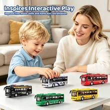 UINLE Baby City Sightseeing Bus Toy Car With Lights And Music, Openable Doors, Police/Fire/Sightseeing Multiple Styles, City Service Theme, Bus Model, Children's Interactive Play, Role-Playing Game, Scene Simulation - Multicolor - View 5