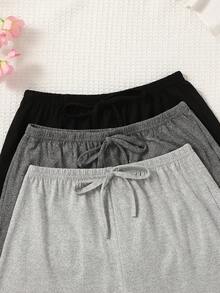 Spring/Summer New Minimalist Blank Shorts 3pcs/Set, Solid Color Minimalist Comfortable Home Sleep Shorts 3pcs/Set, Casual Daily Versatile Shorts - Multicolor - View 3