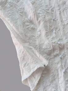 Fashionable Open-Style Design With Long Floral Jacquard Sleeves And Adjustable Shoulder Straps - 白色的 - 查看 5