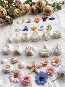 Moldes de corte de arcilla con estilo oceánico, adecuados para hacer pendientes con tema oceánico con arcilla polimérica, perfectos para joyería de verano, playa y vacaciones, ideales para proyectos DIY costeros y tropicales - Blanco - Ver 5
