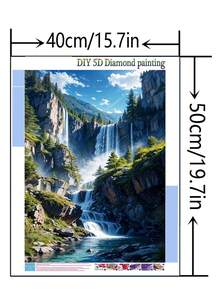 1pc DIY Diamond Painting Sticker Embroidery Landscape Flowing Water Waterfall Home Decor Full Drill 30*40cm/40x50cm - Sets - View 4