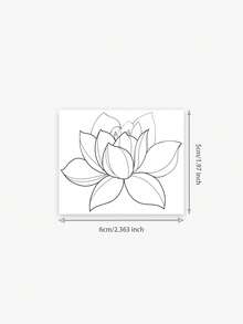 1 Pc Minimalist Lotus Flower Temporary Tattoo Sticker With Delicate Line Art Design, Waterproof Long Lasting Fake Tattoo, Spiritual Boho Body Art For Arms & Wrists - Black - View 6