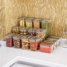 10pcs Sealed Food Storage Containers With Flip Lid (5 Sealed Jars + 5 Sealed Lids) / 16pcs (8 Sealed Jars + 8 Sealed Lids) - Microwave And Refrigerator , Summer Travel Fresh-Keeping Boxes, Transparent Plastic Kitchen Storage Containers - Leak-Proof Stackable, Suitable For Fruits, Vegetables, Pasta, Dry Goods, Camping, RVs, Etc. - Clear - View 7