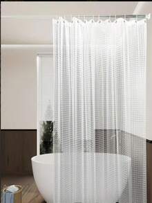 1件裝 Water Cube 3D 防水防霉浴室浴簾，含頂部與底部內襯，酷感透明冰晶圖案浴簾 - 半透明材質，易清潔易掛，適合浴室裝飾，3D 錯視貓眼浴簾，透明風格，具隱私保護功能，適合民宿、飯店浴室，輕薄輕量冰塊浴室浴簾，附塑膠浴簾環，四季適用半透明浴簾 - 藍色 - 查看 4