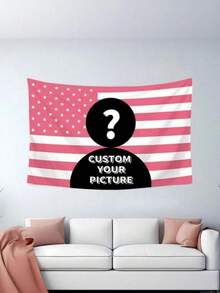 1pc Customized American Flag Tapestry, Personalized Tapestry, Outdoor Customized Tapestry, Can Add Your Own Pictures/Text, Suitable For Indoor And Outdoor, Washable, Lightweight And Breathable, Durable, Fun And Cute, Full Of Love, Unique Customized, Personalized, Ideal Gift For Boyfriend, Girlfriend, Dad, Mom, Home Textile, Create Christmas Home Atmosphere, Breathable And Soft - Multicolor - View 1