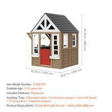 Outdoor Wooden Playhouse, Modern Cedar Playhouse For Age 2-10 Years Kids, Garden Games Cottage, Country Style Cedar Playhouse With Working Door, Window, Flower Pot Holder, Grill, Stove, And Sink - Age 2-10 Years - View 11